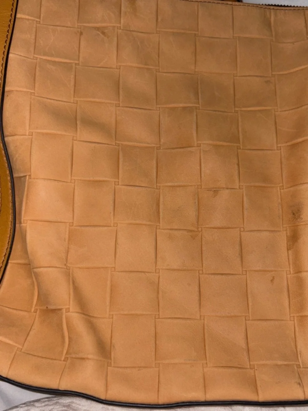 Women fossil, backpack Tan Woven Leather Tote Bag